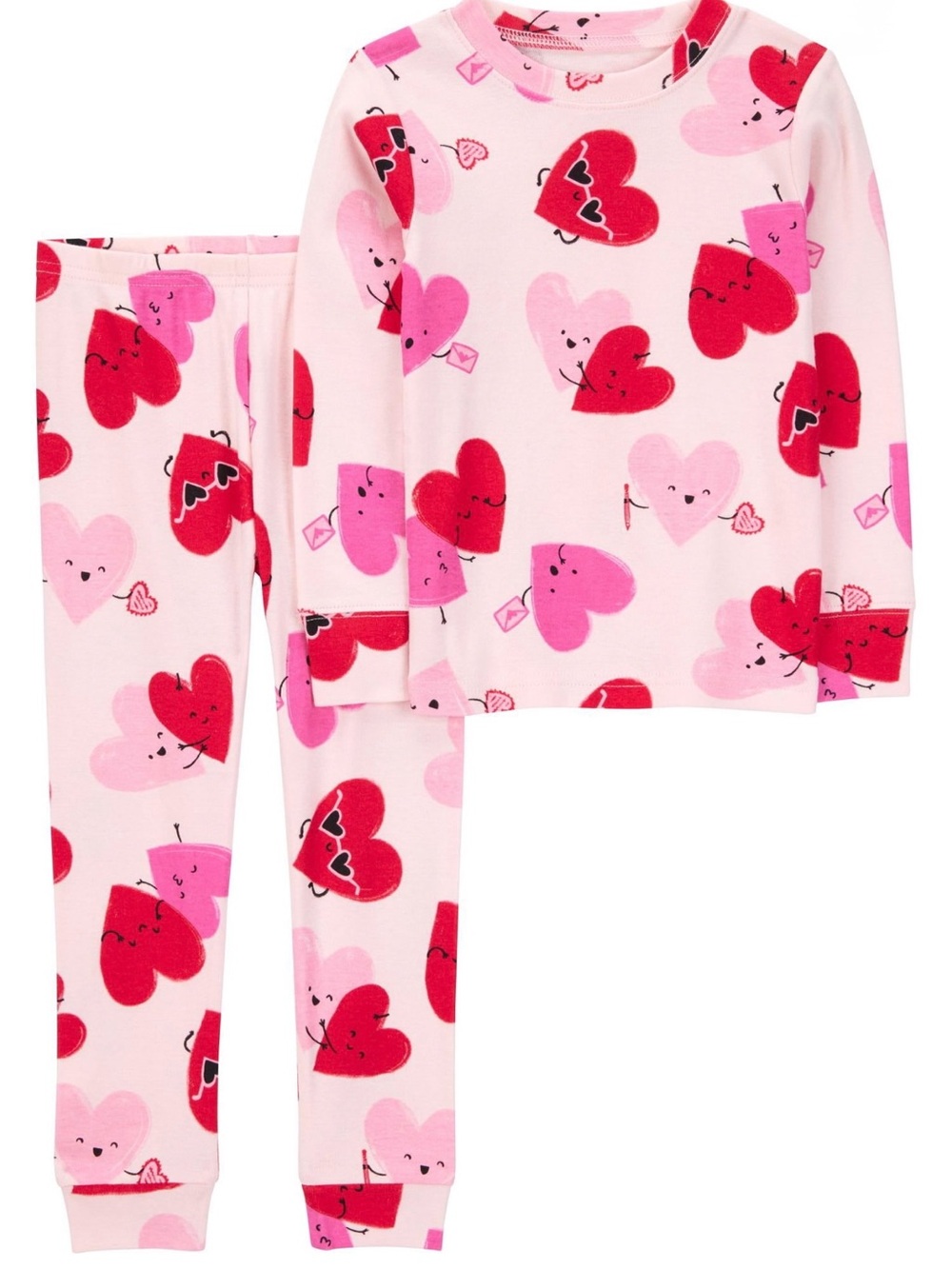 Carter’s Snug Fit Pajamas Long Sleeve Size 4T Pink Valentine’s Day Heart Print